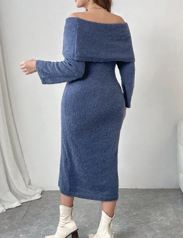 Rochie medie model PETITE SHEIN CURVE, albastru