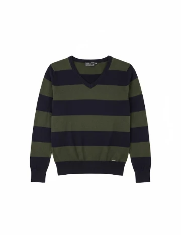 Bluza Pull&Bear, verde/bleumarin