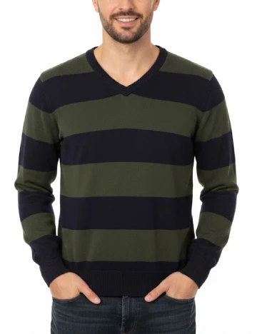 Bluza Pull&Bear, verde/bleumarin