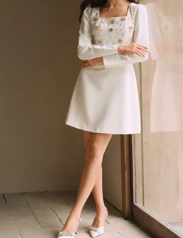 Rochie scurta Anewsta, ecru