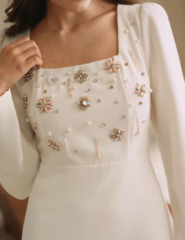 Rochie scurta Anewsta, ecru