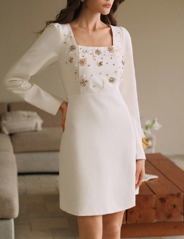 Rochie scurta Anewsta, ecru