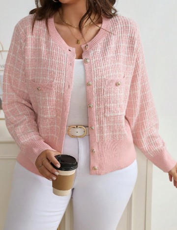 Cardigan SHEIN CURVE, roz