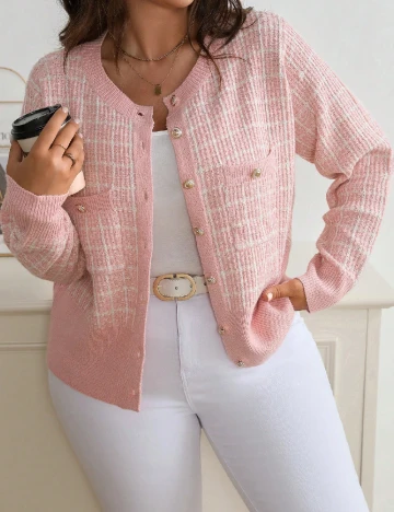 Cardigan SHEIN CURVE, roz