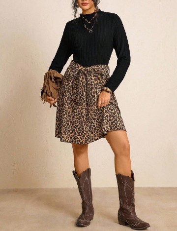 
						Rochie scurta SHEIN CURVE, animal print/negru