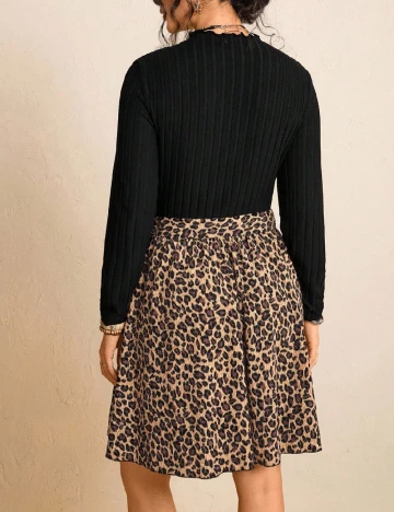 Rochie scurta SHEIN CURVE, animal print/negru