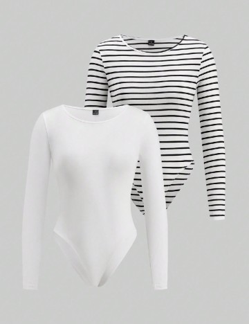 
						Set body 2 bucati SHEIN, alb/negru