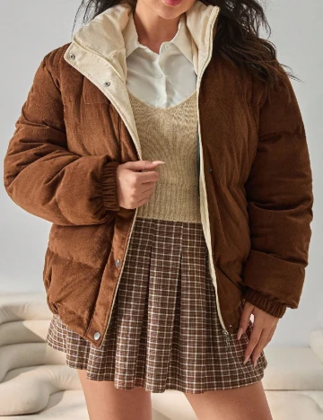 Geaca SHEIN CURVE, maro