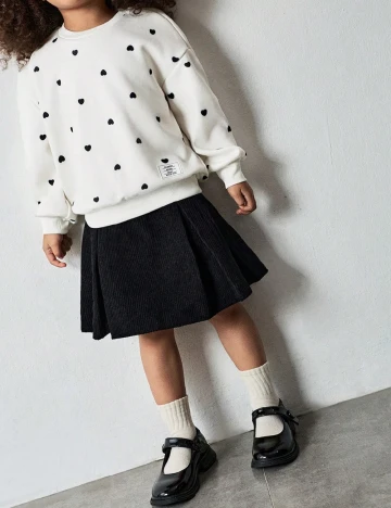 Bluza Shein Kids, ecru/negru