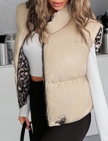 Vesta Reversibilia SHEIN, animal print/bej