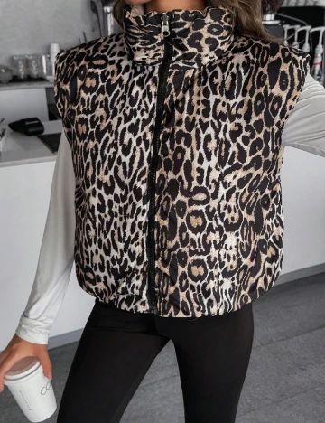 Vesta Reversibilia SHEIN, animal print/bej