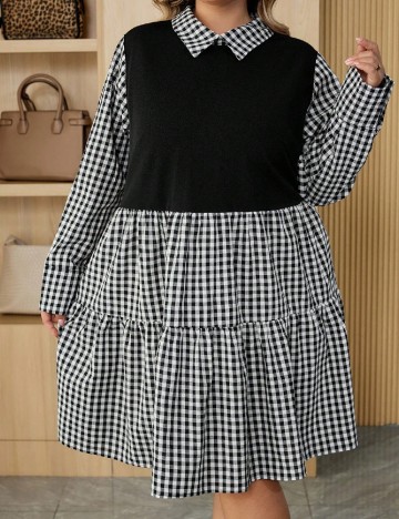 Rochie scurta SHEIN CURVE, negru/alb