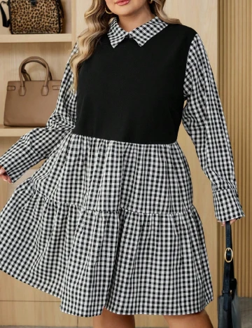 Rochie scurta SHEIN CURVE, negru/alb