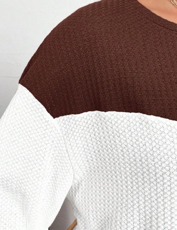 Bluza SHEIN CURVE, maro/alb