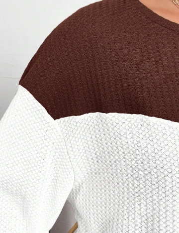 Bluza SHEIN CURVE, maro/alb