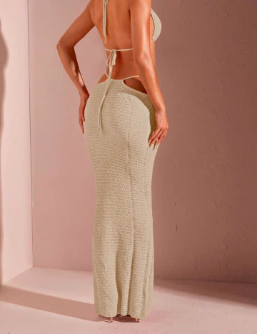 Fusta de plaja SHEIN, crem