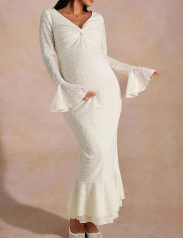 Rochie lunga SHEIN Maternity, alb
