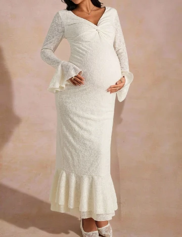 Rochie lunga SHEIN Maternity, alb
