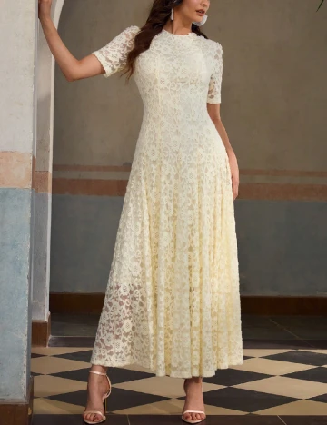 Rochie lunga Zeylah, ecru