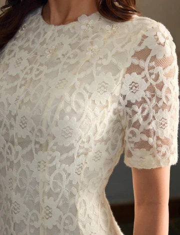 Rochie lunga Zeylah, ecru