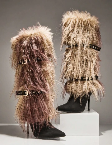 Cizme SHEIN, maro/negru