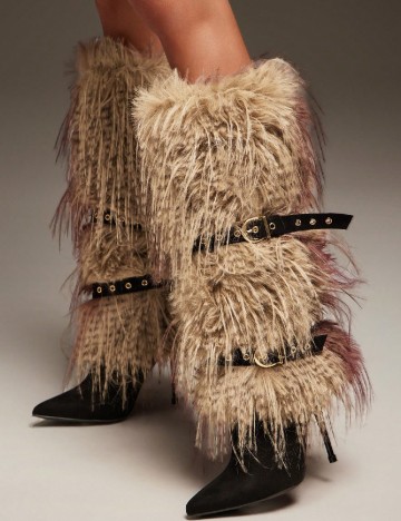 Cizme SHEIN, maro/negru