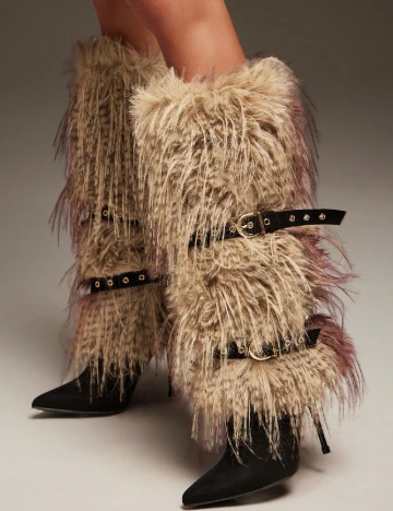 Cizme SHEIN, maro/negru