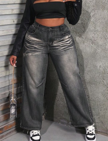 Blugi SHEIN CURVE, gri inchis