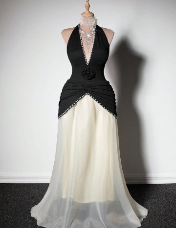 
						Rochie lunga SHEIN CURVE, negru/ecru