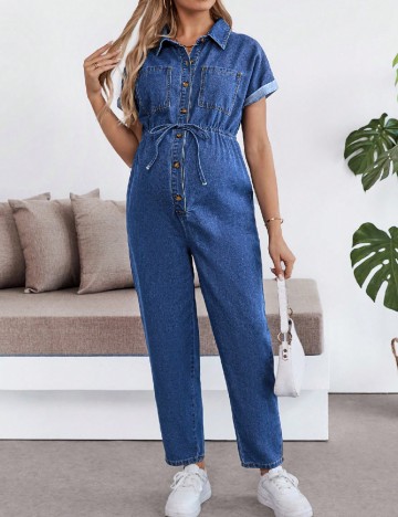 Salopeta SHEIN Maternity, bleumarin