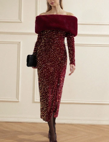 Rochie medie Aveloria, visiniu