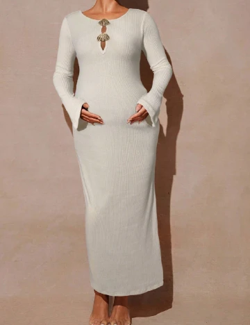 Rochie lunga SHEIN Maternity, ecru