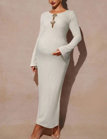 Rochie lunga SHEIN Maternity, ecru