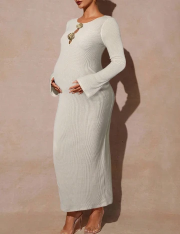 Rochie lunga SHEIN Maternity, ecru