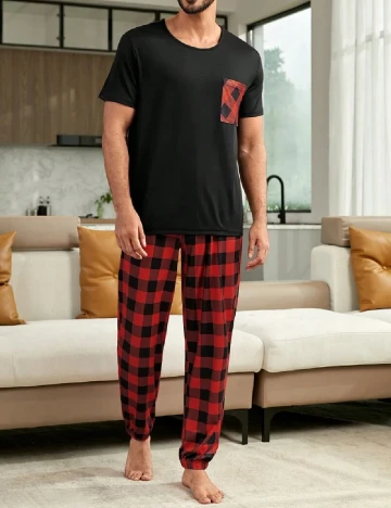 Pijama SHEIN, negru/rosu