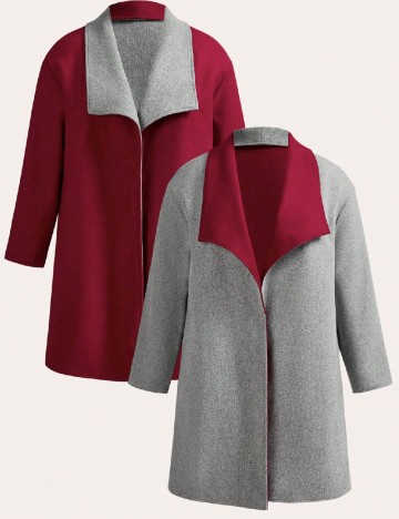 Palton reversibil Emery Rose Curve, rosu/gri