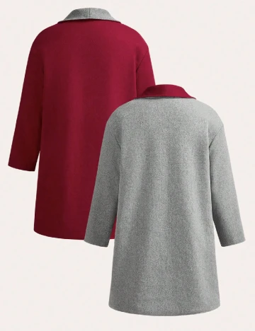 Palton reversibil Emery Rose Curve, rosu/gri