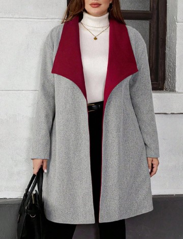 Palton reversibil Emery Rose Curve, rosu/gri