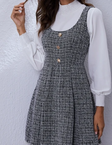 Rochie scurta SHEIN CURVE, alb/negru