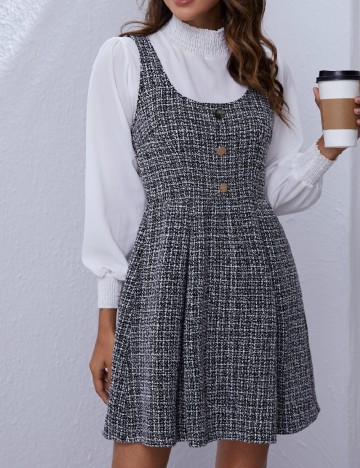 Rochie scurta SHEIN CURVE, alb/negru