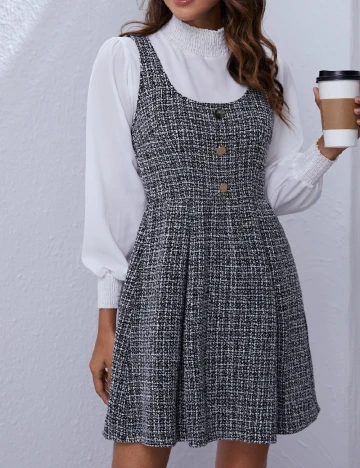 Rochie scurta SHEIN CURVE, alb/negru