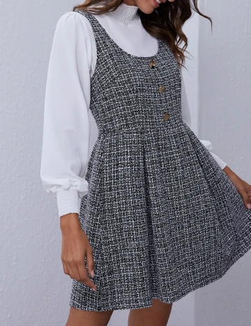 Rochie scurta SHEIN CURVE, alb/negru