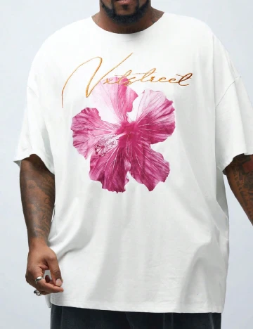 Tricou SHEIN Plus Size Men, alb