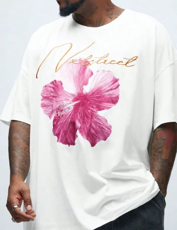 Tricou SHEIN Plus Size Men, alb