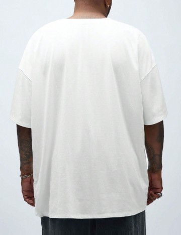 Tricou SHEIN Plus Size Men, alb