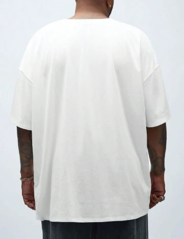 Tricou SHEIN Plus Size Men, alb
