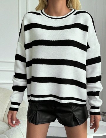 Bluza Oversize SHEIN, alb/negru