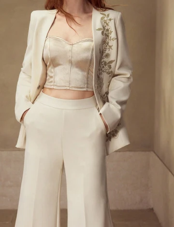 Pantaloni MOTF, ecru