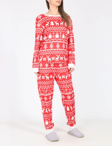 Pijama SHEIN, rosu/alb