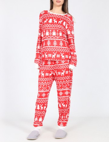 Pijama SHEIN, rosu/alb